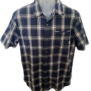 VANS Blue & White Plaid Skate Collared Shirt Men M Medium Classic Fit